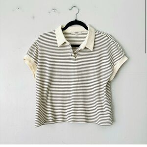 Kirious Chic Cream and Black Striped Polo Tee